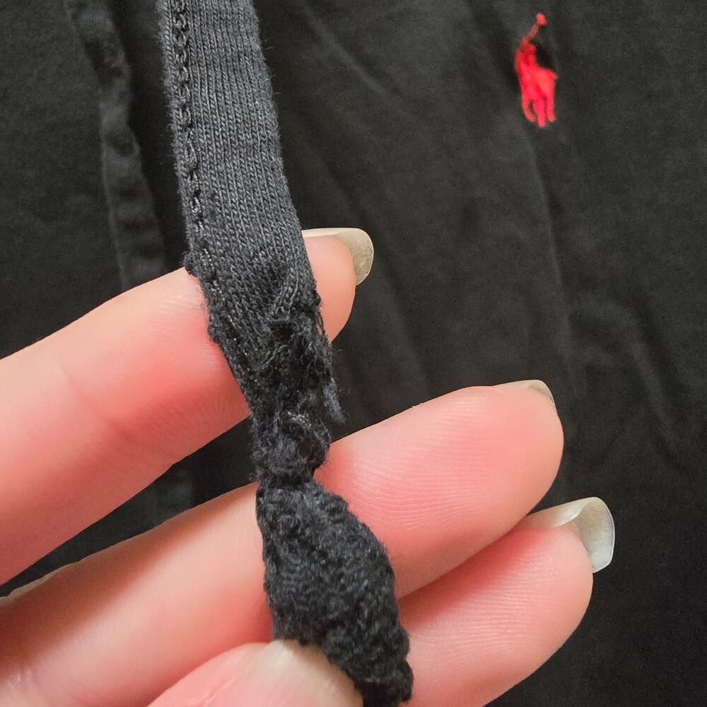 Polo Ralph Lauren Jersey Hooded T-shirt in black long sleeve hooded men's medium - Picture 10 of 10